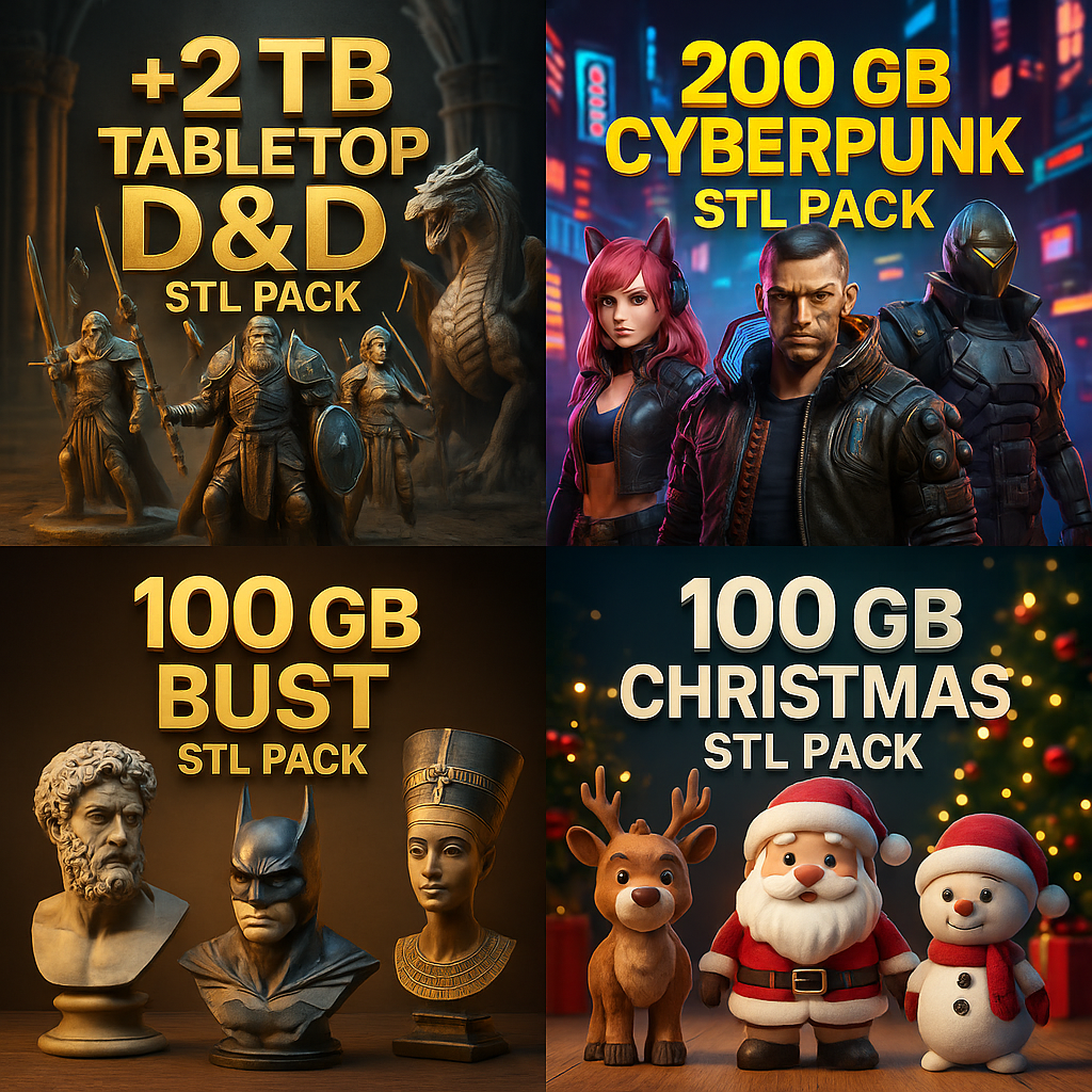 Mega 3D Print STL Pack -- 42 TB+ Life time Access with Google Drive No Download Limit